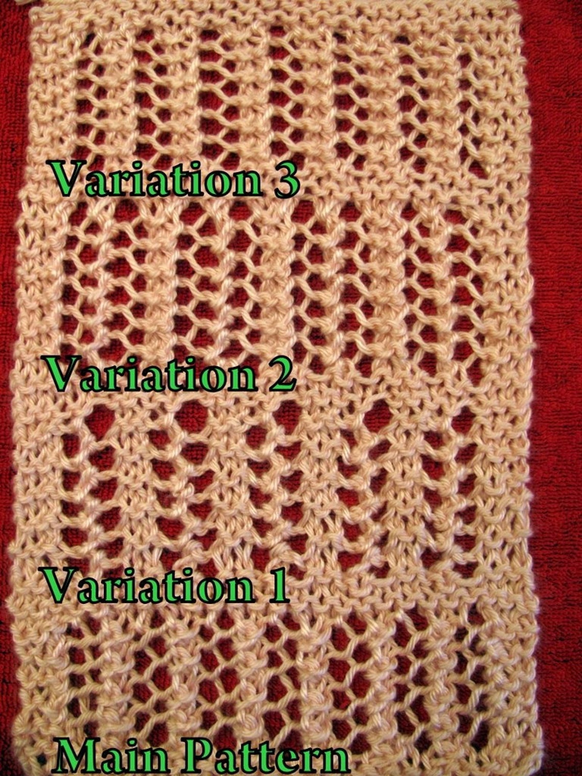 Knitted lace scarf Four patterns in One Easy to knit one row Etsy