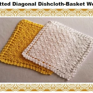 Knitted Dishcloth Basket Weave Knitting Pattern Washcloth Easy Beginner Instant download PDF