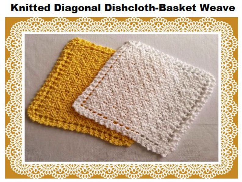 Basket Weave Knitting Pattern Knitted Dishcloth Washcloth Easy Etsy