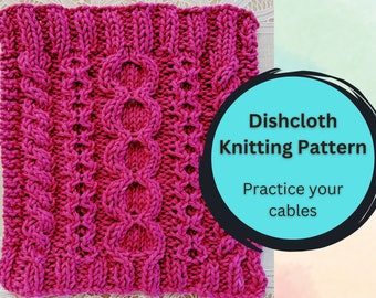 Aran Style Dishcloth Knitting pattern Downloadable PDF Stepping Stones design