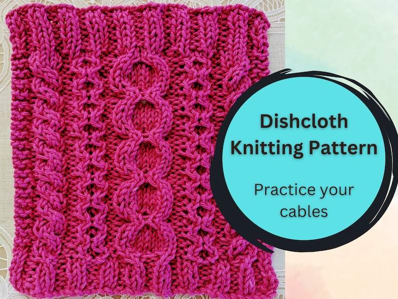 Aran Style Dishcloth Knitting pattern Downloadable PDF Stepping Stones design image 1