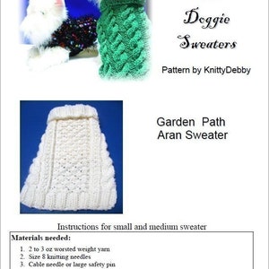 Easy to knit Aran Knit Small Dog Sweater knitting pattern Garden Path design Instant download PDF image 5