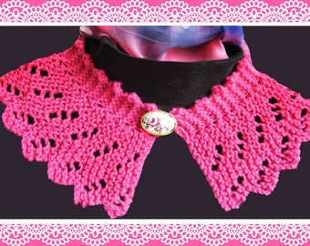 Lace Collar knitting pattern Raspberry Ripple design Downloadable PDF Easy to knit