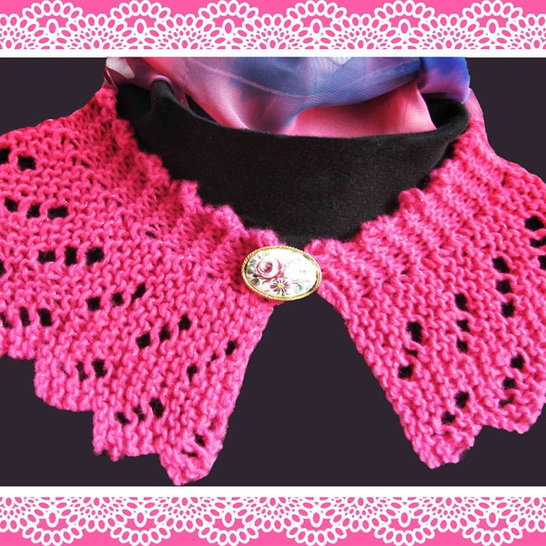 Lace Collar knitting pattern Raspberry Ripple design Downloadable PDF Easy to knit