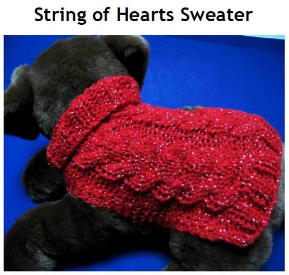 Dog Sweater Knitting Pattern String of Hearts Cable Dog Etsy