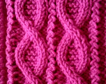 Aran Knit Scarf Entwined Paths design Downloadable PDF knitting pattern