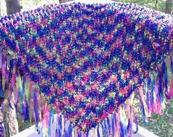 Easy Shawl to Knit- beginner project Self fringing shawl knitting pattern PDF Use any yarn