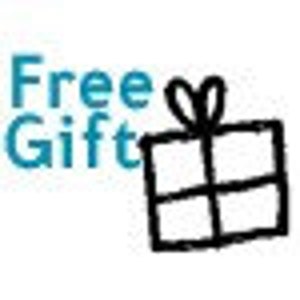 Puede incluir: Una ilustraci&oacute;n en blanco y negro de una caja de regalo con un lazo en la parte superior. Las palabras "Regalo Gratis" est&aacute;n escritas en azul a la izquierda de la caja.