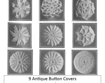 1922 Button Covers Downloadable PDF Vintage Pattern 9 designs