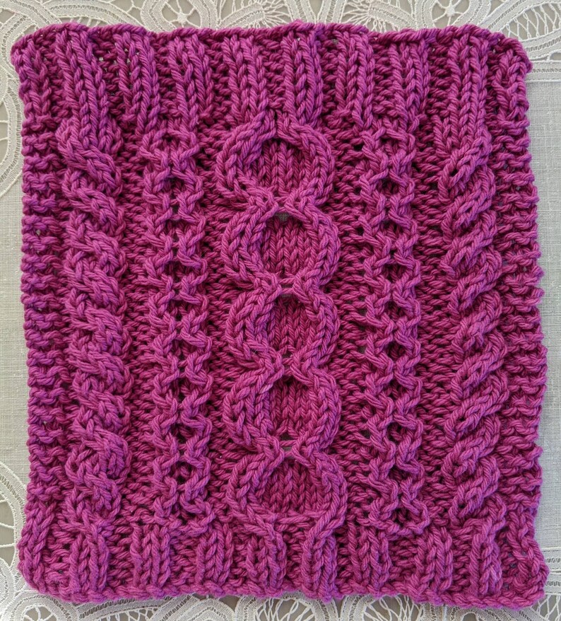 Aran Style Dishcloth Knitting pattern Downloadable PDF Stepping Stones design image 2