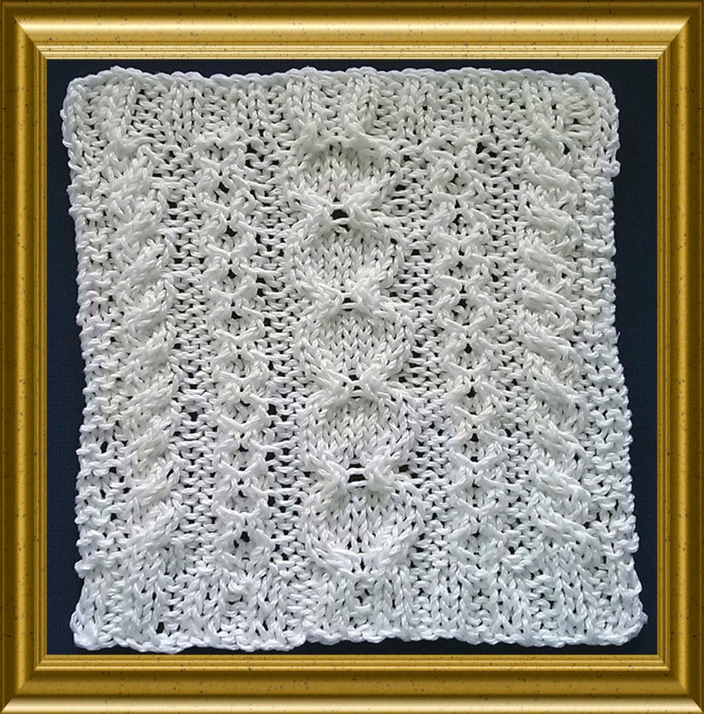 Aran Style Dishcloth Knitting pattern Downloadable PDF Stepping Stones design image 3