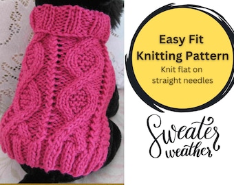 Dog sweater Knitting pattern Aran twists called Entwined Paths Downloadable PDF