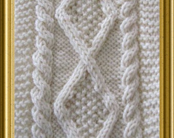 Diamond Aran Style Scarf PDF Digital knitting pattern