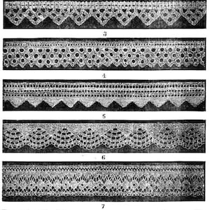 Knitted lace edgings 7 Victorian knitting patterns in Set 1 Downloadable PDF 1850s