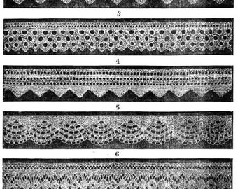 Knitted lace edgings 7 Victorian knitting patterns in Set 1 Downloadable PDF 1850s