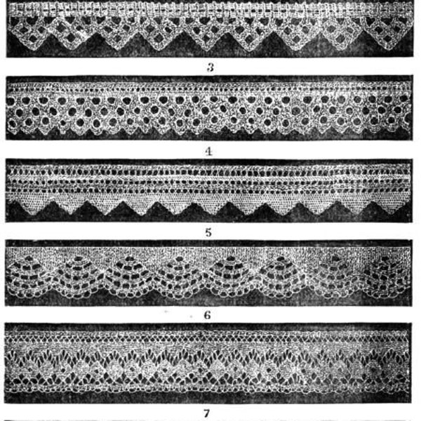 Knitted lace edgings 7 Victorian knitting patterns in Set 1 Downloadable PDF 1850s