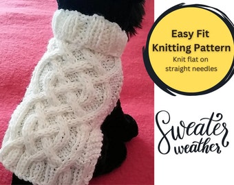 Knit Dog Sweater knitting pattern Celtic Braid design Downloadable PDF