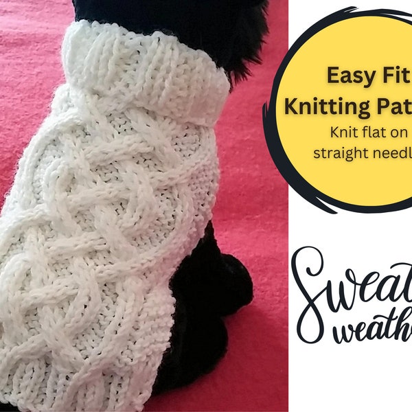 Knit Dog Sweater knitting pattern Celtic Braid design Downloadable PDF