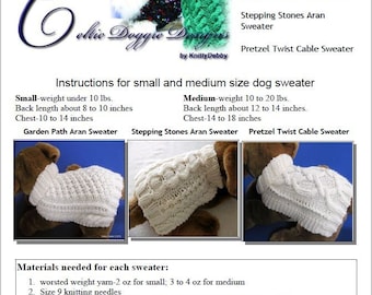 Dog Sweater Knitting Patterns Easy To Knit -Three Patterns in one eBook Vol.2 - Downloadable PDF