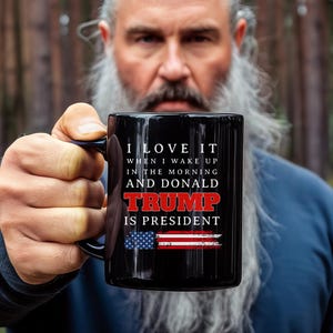 Donald Trump Coffee Mug Gift for Dad, Patriotic Coffee Cup, President Trump Merch, Funny Trump Mug for Husband Birthday Gift Trump 2028 MAGA
