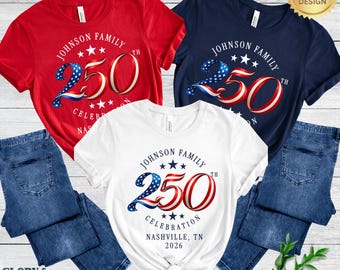 Custom Family 4th of July Shirt, Personalized America 250th Tee, Matching Patriotic Crew Shirt