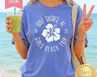 Custom Girls Trip Shirt, Personalized Girls Beach Vacation Tee, Girls Trip Favors, Comfort Colors Girls Trip Shirt Matching Travel T-Shirts