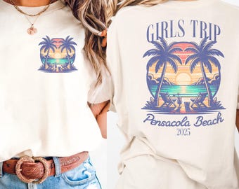 Custom Girls Trip Shirt, Personalized Girls Beach Vacation Tee, Girls Trip Favors, Comfort Colors Girls Trip Shirt Matching Travel T-Shirts