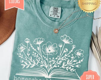 Comfort Colors Homeschool & Jesus Shirt, Minimalist Homeschool Mom Tee, Christian Mama Tee, Bookish Homeschool Teacher Shirt, Back to School