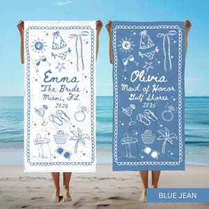 Personalized Bachelorette Beach Towel, Custom Name & Location Bridal Party Gift, Bride Trip Pool Towel, Custom Bridesmaid Wedding Favor Gift