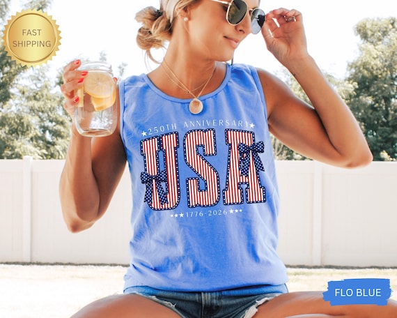 USA 4th of July Tank, 250th Anniversary Shirt, Patriotic 1776 Tee