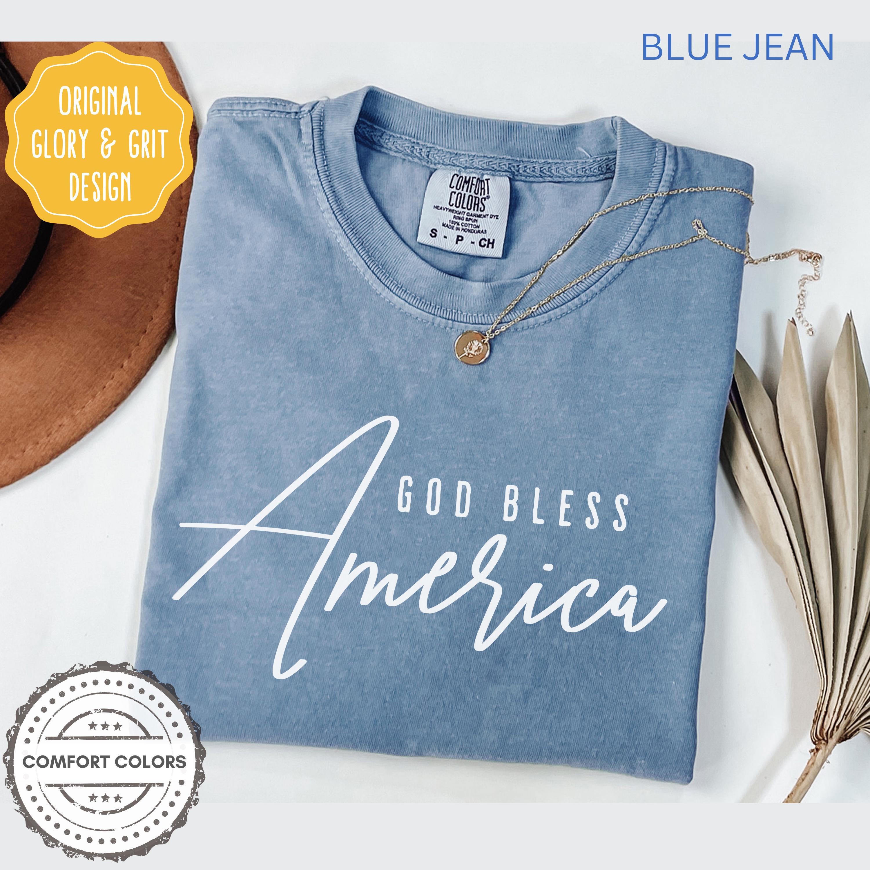 God Bless America USA Shirt, 4th of July Comfort Colors T-shirt, Memorial Day TShirt Patriotic Independence Day Outfit USA Flag EST 1776 Tee