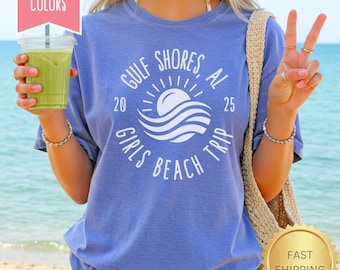 Custom Girls Trip Shirt, Personalized Girls Beach Vacation Tee, Girls Trip Favors, Comfort Colors Girls Trip Shirt Matching Travel T-Shirts
