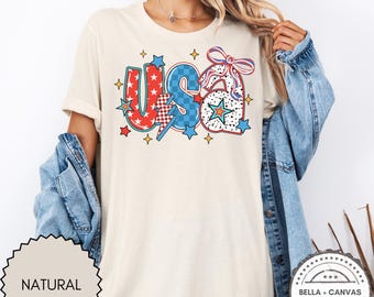 Patriotic USA 4th of July Shirt Red White Blue Tee American Flag Tee Independence Day Outfit Summer America Shirt Memorial Day 2025 T-Shirt