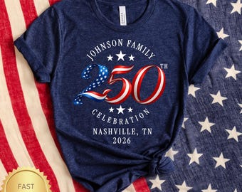 Custom Family 4th of July Shirt, Personalized America 250th Tee, Matching Patriotic Crew Shirt