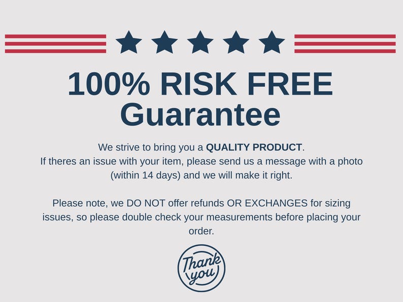 May include: A light gray graphic with red and blue elements. The text reads "100% RISK FREE Guarantee" with additional text below. A "Thank you" logo is at the bottom. The image includes stars and stripes.