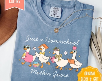 Silly Goose Homeschool Mom Shirt, Comfort Colors Homeschool Mama Gift Christian Homeschool Shirt Gifts for Mama Homeschool Teacher Tee Shirt