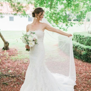 Plain 1 Tier Chapel Length Soft Tulle Veil With Raw Edge, Wedding Veil, Bridal Veil, Long Wedding Veil, Ivory Veil | VG1030