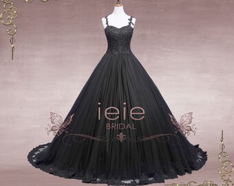 black gown wedding dress