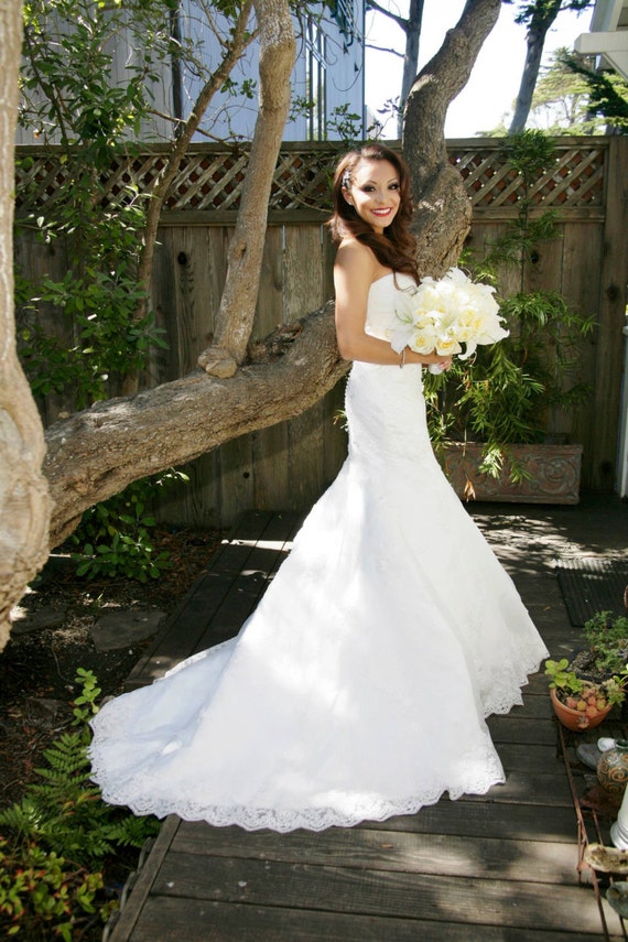 Strapless Lace Mermaid Wedding Dress Sweetheart Mermaid Wedding Dress Lace Mermaid  Wedding Dress Marissa 