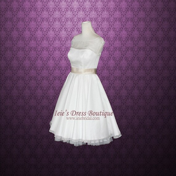 Modest Retro 50s Tea Length Wedding Dress with Round Neck Sewn | Etsy