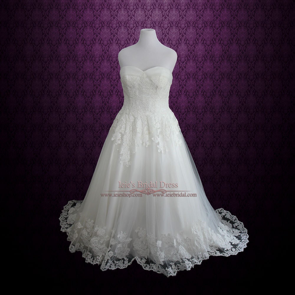 Plus Size Strapless Lace Princess A-line Wedding Dress Lace - Etsy