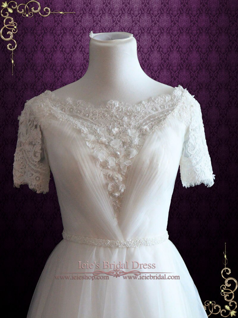 Tulle Wedding Dress With Short Sleeves Whimsical Wedding - Etsy