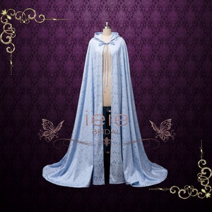 Blue Hooded Cloak, Costume Cape, Medieval Cloak, Cosplay Cape, Party Cloak, Long Cape, Jacquard Cloak, Birthday Cloak, Church Cloak
