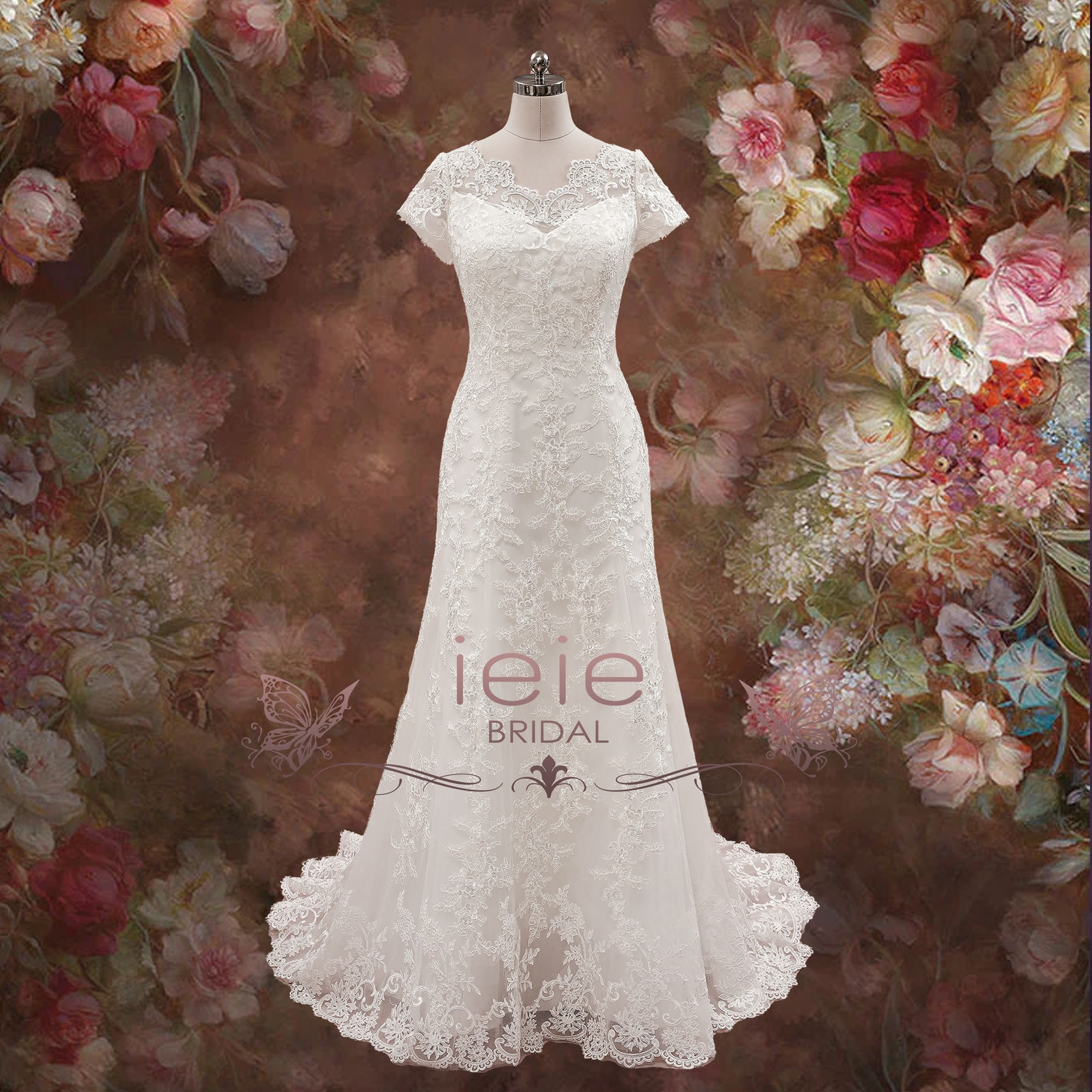 Vintage Style Lace Wedding Dress With Cap Sleeves PATTY Etsy