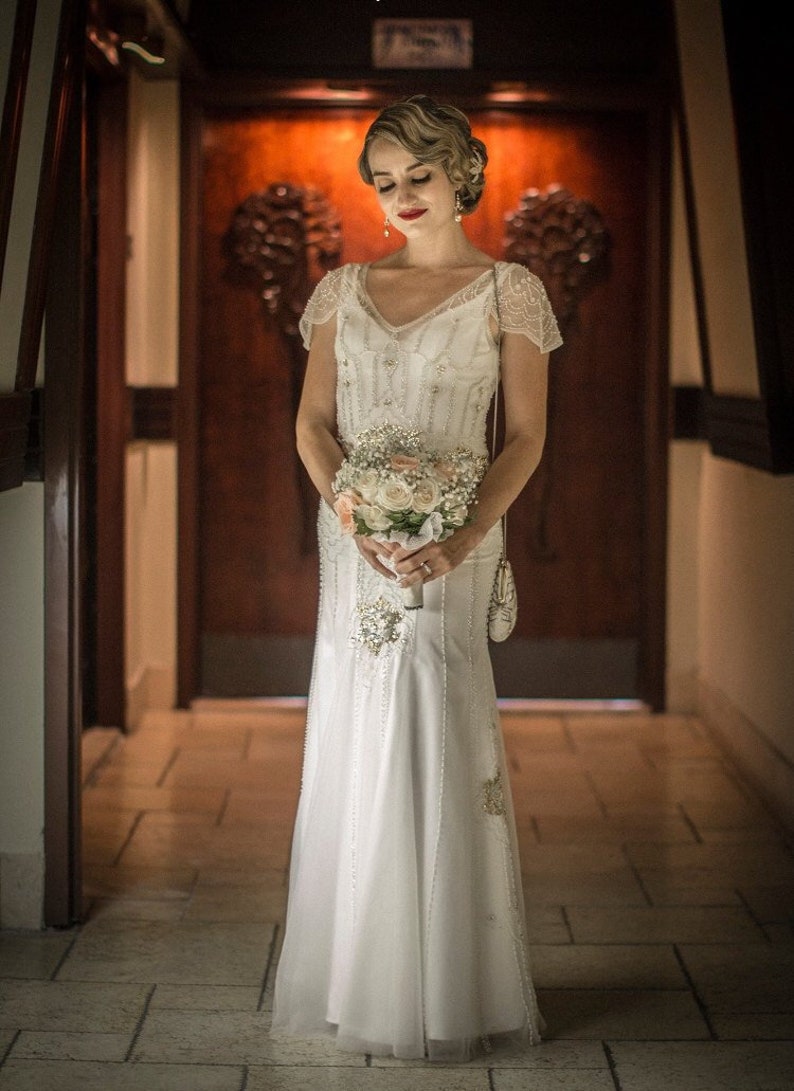 Boho Wedding Dress, Vintage Inspired Wedding Dress, Glamorous 1920's Wedding Dress, Hippie Wedding Dress, Unique Wedding Dress Anabel image 1