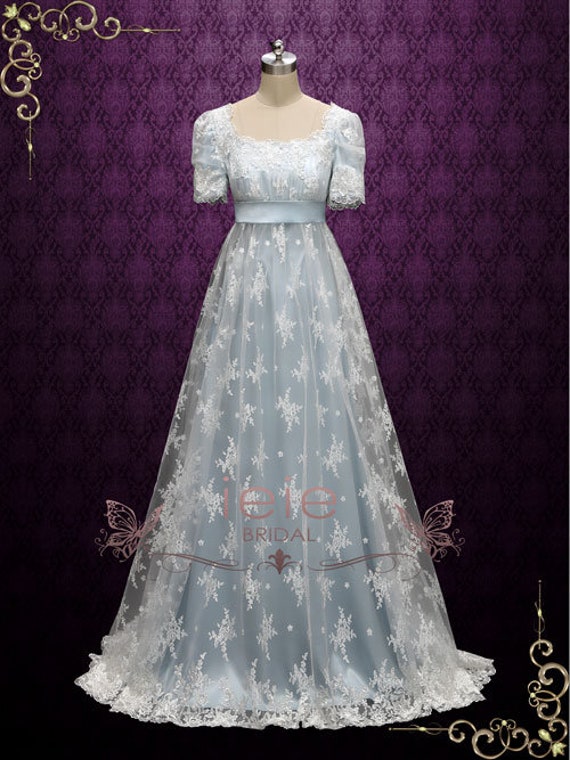 Romantic Regency Era Vintage Inspired Ivory Lace Dress by Nataya