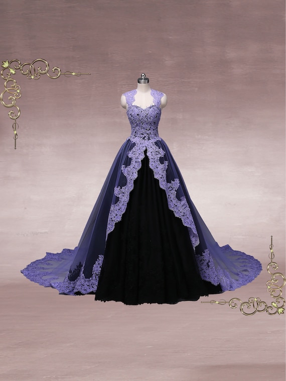Custom Unique Purple Black Ball Gown Wedding Dress Halloween - Etsy