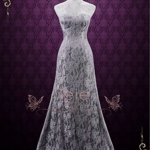 Purple Wedding Dress, Lace Wedding Dress, Vintage Style Wedding Dress, Keyhole Back Wedding Dress, Unique Wedding Dress Lucy image 4