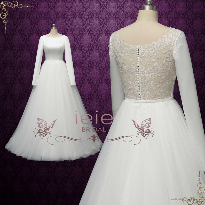 Minimalist Wedding Dress with Long Sleeves LUNA image 1