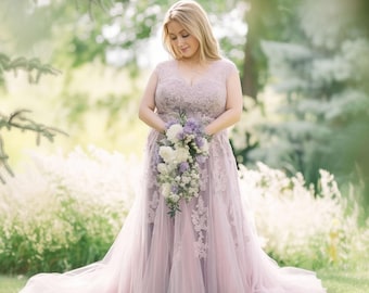 Sample Dress Size Only Gray Lilac Winter Wedding Dress in Purple Chantilly Lace, Long - Etsy Sample Dress Size Only Gray Lilac Winter Wedding Dress in Purple Chantilly Lace, Long - Etsy